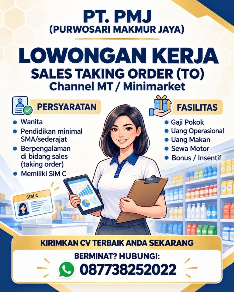 Poster lowongan PT. PMJ (Purwosari Makmur Jaya)