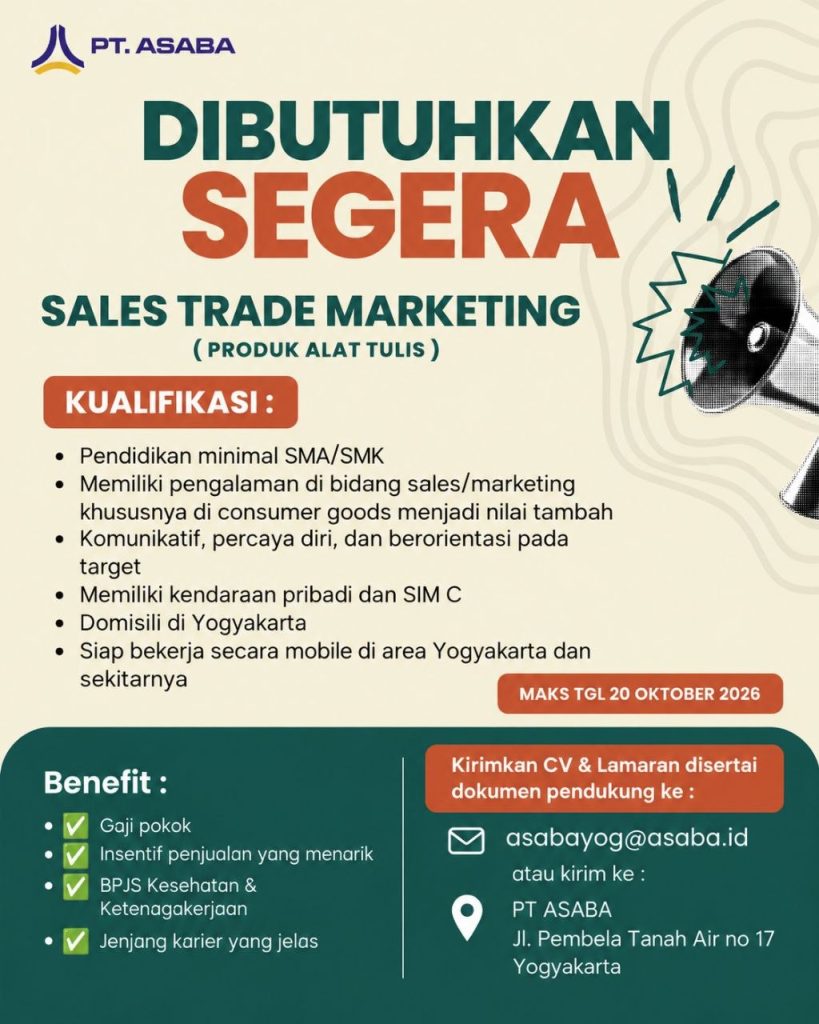 Poster lowongan PT. ASABA