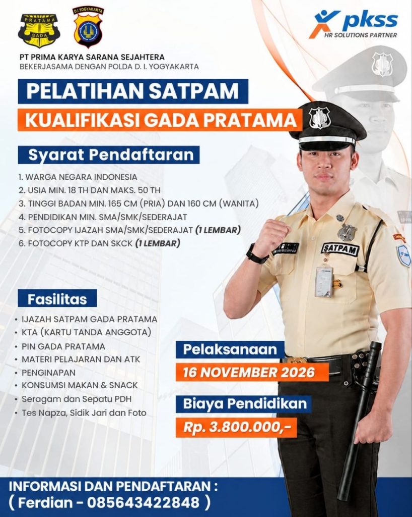 Poster lowongan PT Prima Karya Sarana Sejahtera