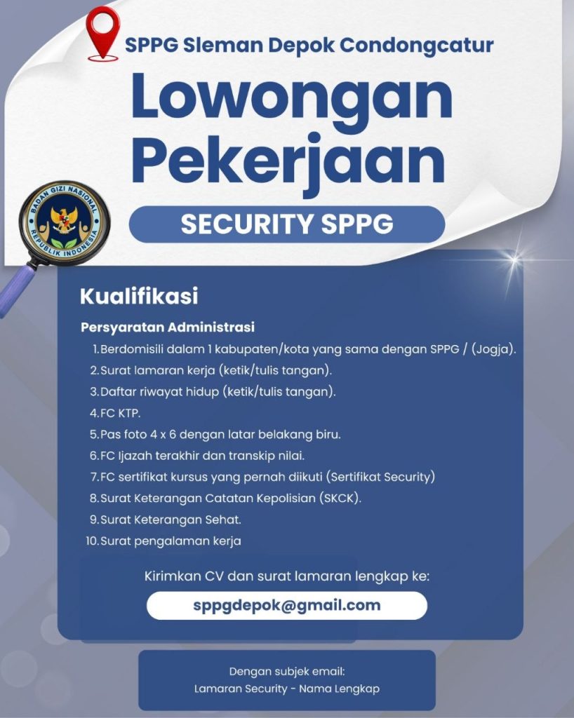Poster lowongan Badan Gizi Nasional Republik Indonesia