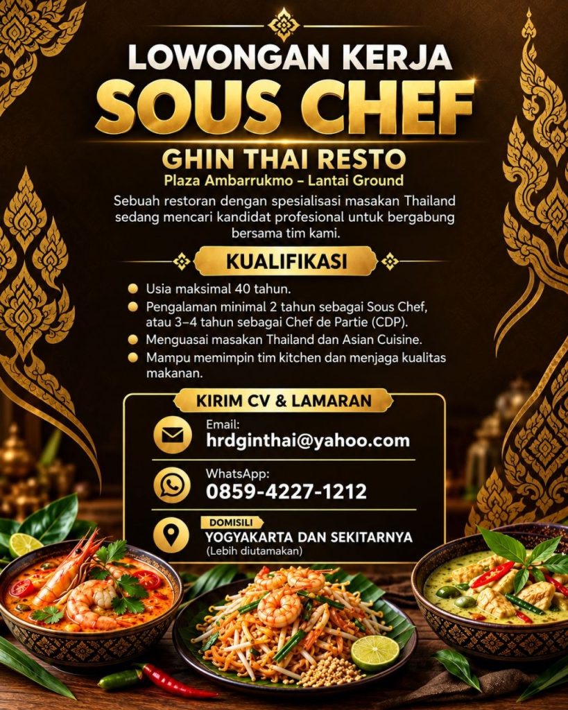 Poster lowongan GHIN THAI RESTO