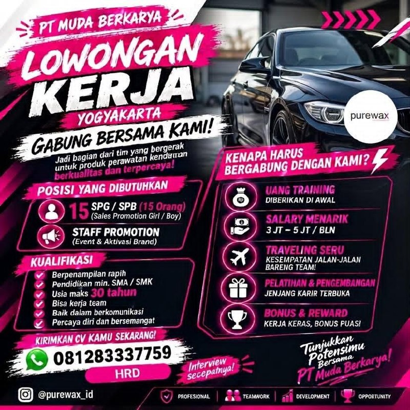 Poster lowongan PT MUDA BERKARYA