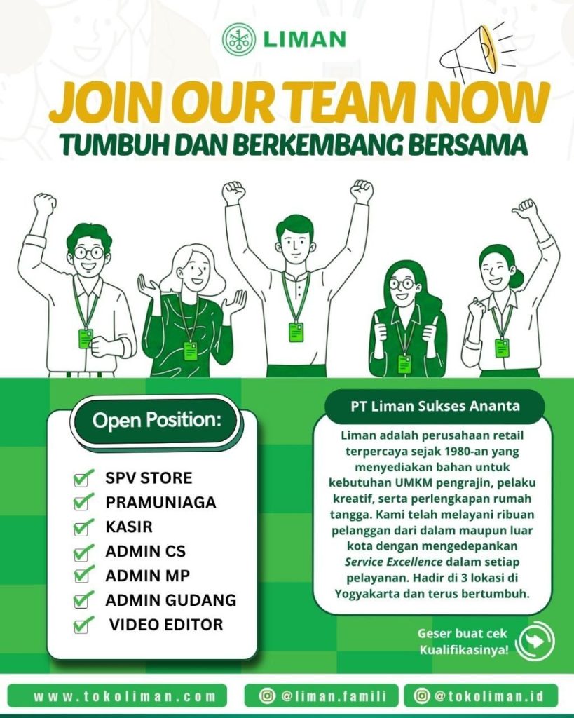 Poster lowongan PT Liman Sukses Ananta
