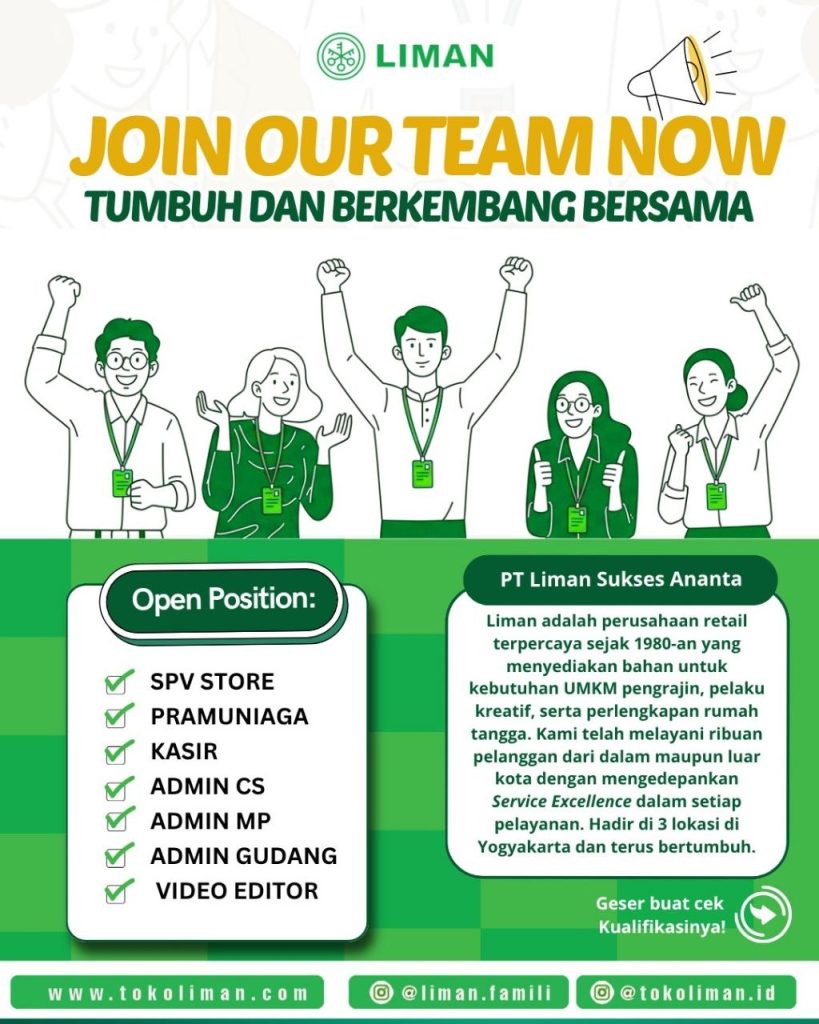 Poster lowongan PT Liman Sukses Ananta
