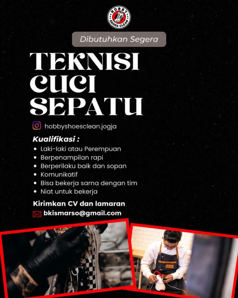 Poster lowongan Hobby Shoes Clean