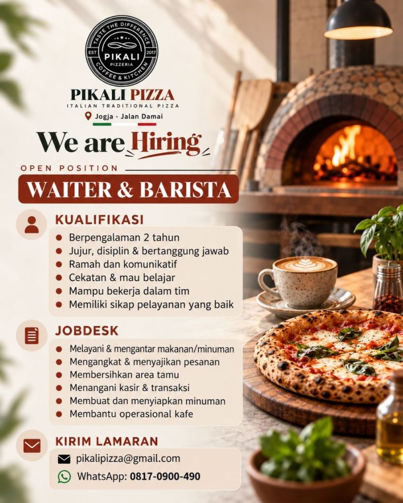 Poster lowongan PIKALI PIZZA
