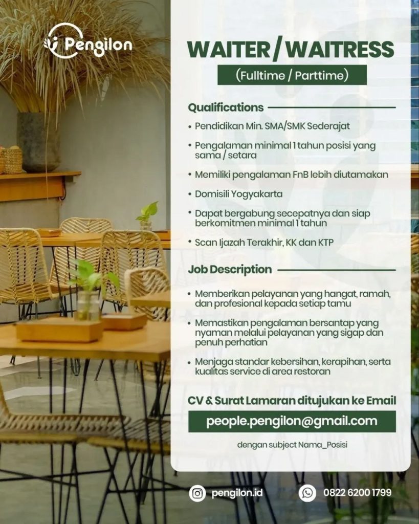 Poster lowongan Pengilon